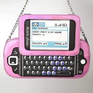 NOVELTY FLIP PHONE CELL PHONE HANDBAG CROSSBODY BAG PINK